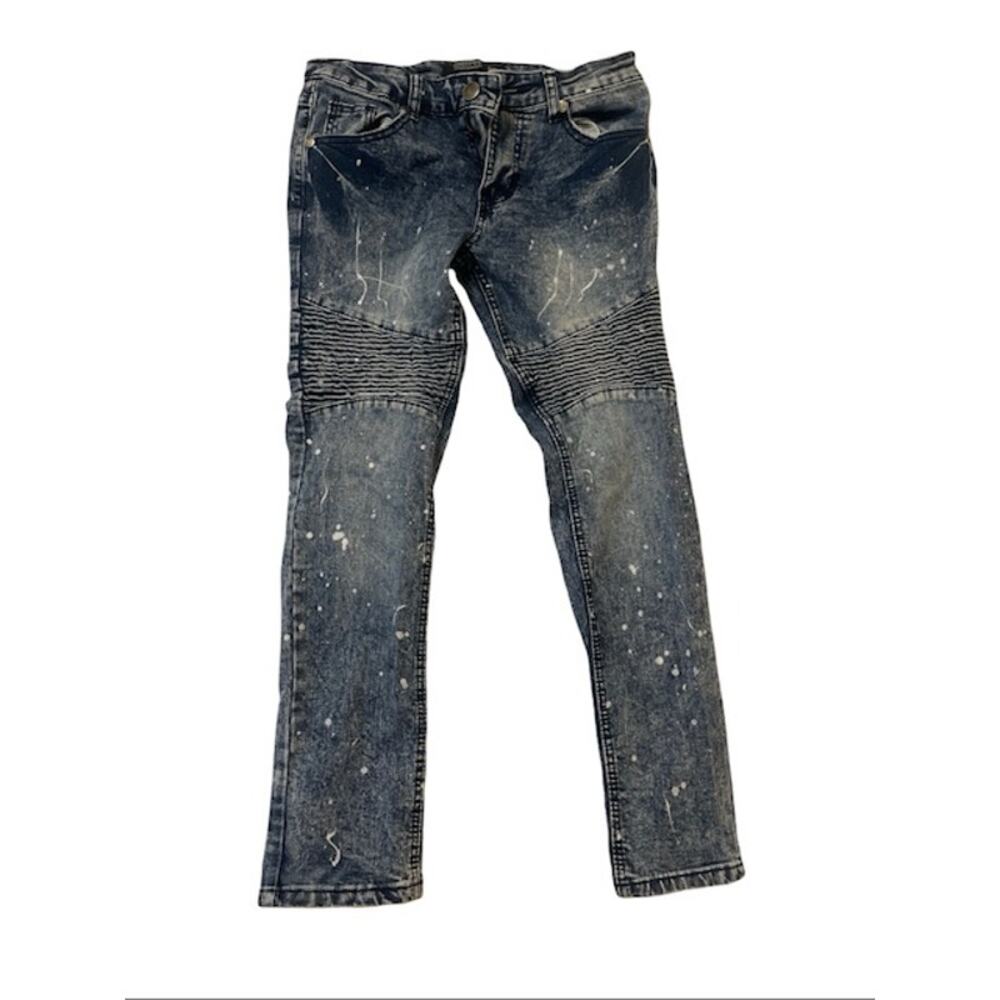 Trestles Supply Co. Blue White Paint Splat Design Kids Denim Size 14